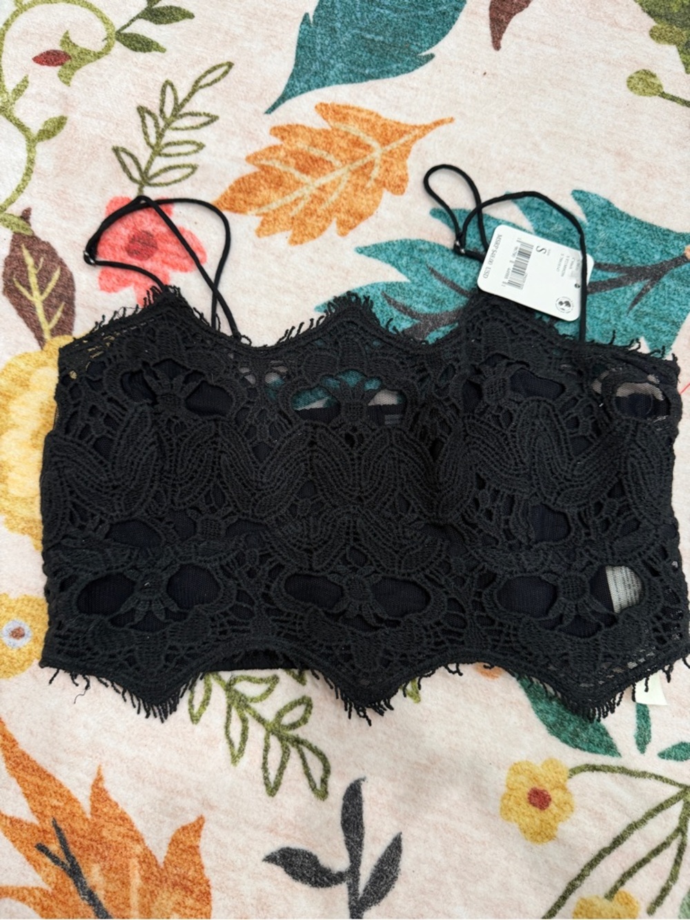 Free People Black Crochet Lace Crop Top